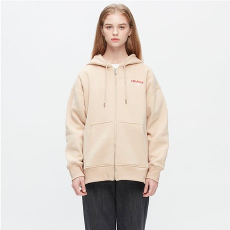 『Verynineflux』   オーバーラップフードパーカー (Beige)