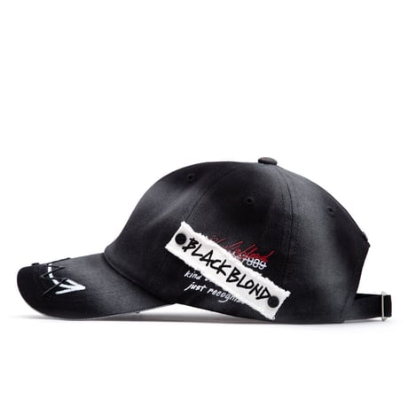 『BLACKBLOND』  ゴーストスローガンパッチロゴキャップ (Black)