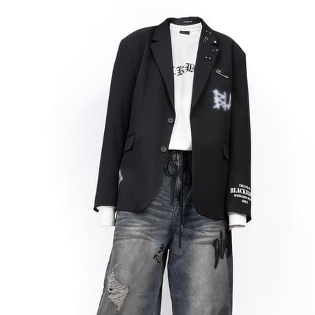 『BLACKBLOND』　graffiti logo plercing blazer (Black)