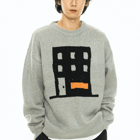 『FREAKISH BUILDING』 TANO KNIT SWEATER (Grey)