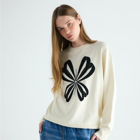 『VETEZE』 　AubeA star ribbon knit (Ivory)