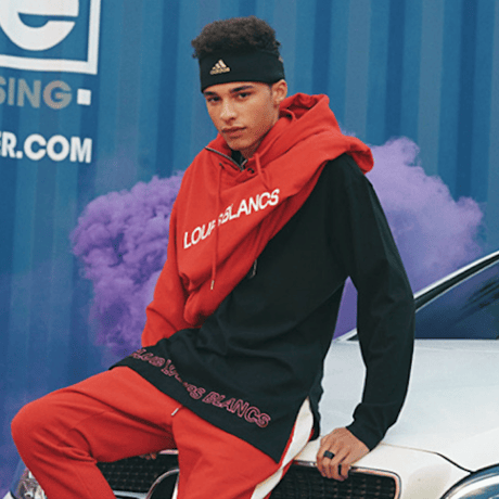 『LOUPS BLANCS』Logo Half Zip-up Turtle Neck HOOD (Red)