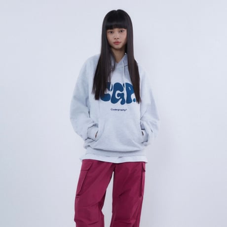 『Code:graphy』 　JELLY ロゴオーバーフィットパーカー (Melange Grey)