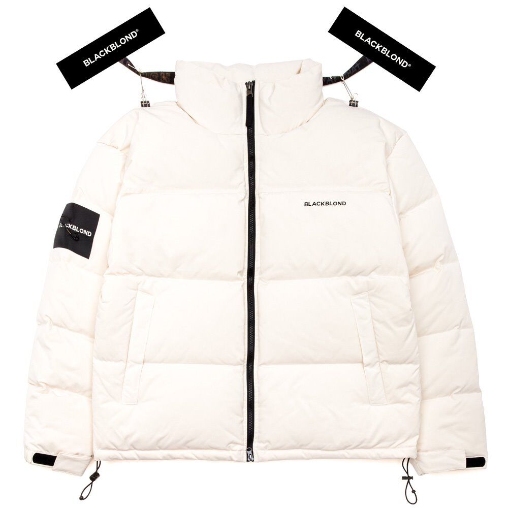 BLACKBLOND』 ロゴパッチショートダックダウンジャケット (White) | 6L 
