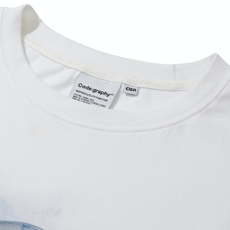 『Code:graphy』 　アースロゴロングスリーブ Tシャツ (White)