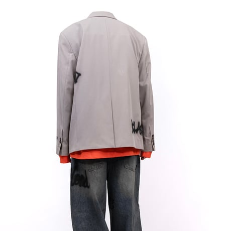 『BLACKBLOND』　graffiti logo plercing blazer (Beige Grey)