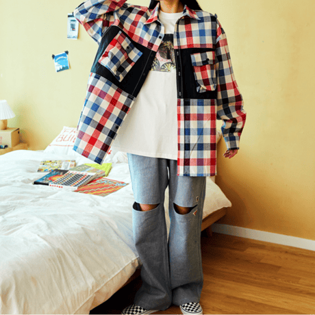 『FREAKISH BUILDING』 ピークスリットロングパンツ (Denim)