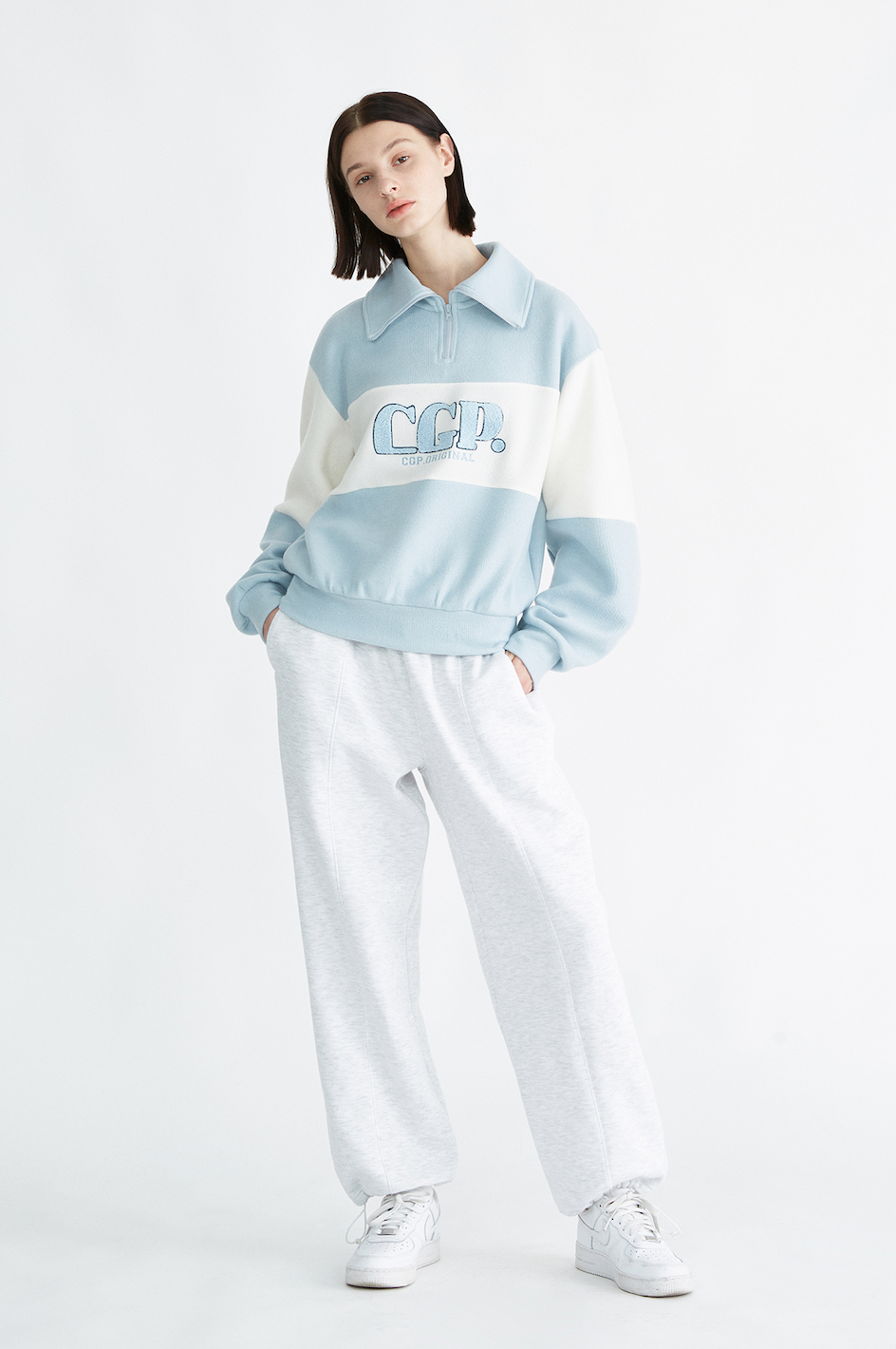 Code:graphy』 big collar color block knit half