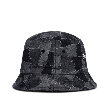 『BLACKBLOND』   the apparition patchwork denim bucket hat (Black)