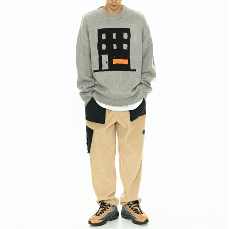 『FREAKISH BUILDING』 TANO KNIT SWEATER (Grey)