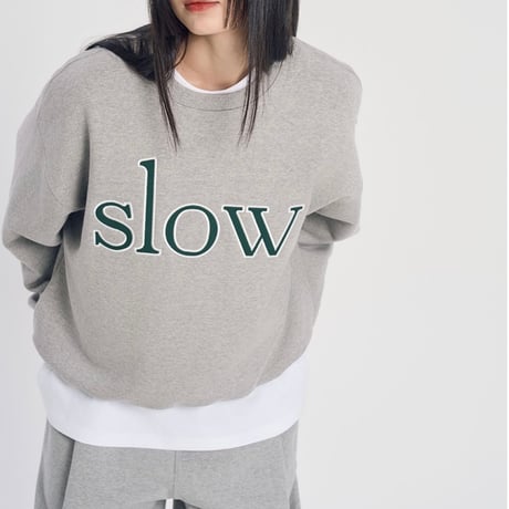 『SLOW RECORD HOUSE』　SLOW パッチスウェットシャツ (Grey)