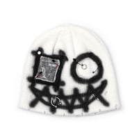 『BLACKBLOND』   goblin graffiti custom beanie (White)