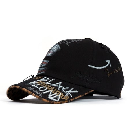 Blackblond Calf Leopard Ghost Graffiti Cap (Black/Brown)