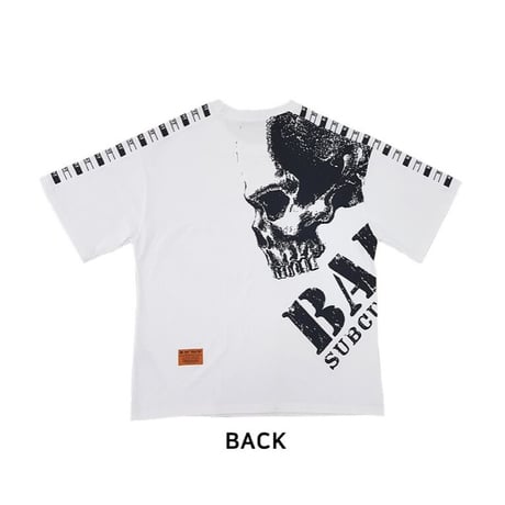 『BAUST』  ラベルモチーフスカルショートスリーブ Tシャツ (White)