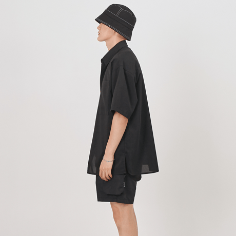 『 BY:L 』    ミニマルオーバージッパーシャツ (Black)