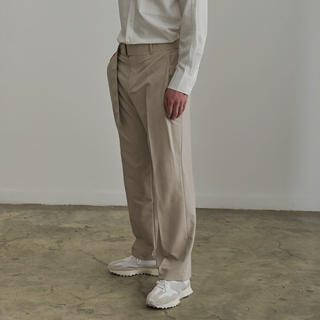 『BY.L 』 ベルトワンタックワイドスラックスパンツ (Sand Beige)