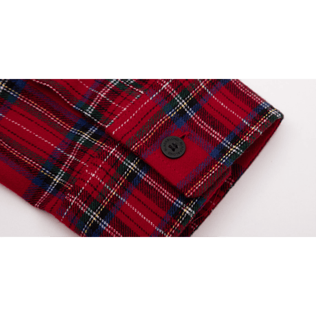 『BLACKBLOND』レイヤードチェックシャツ (Red)