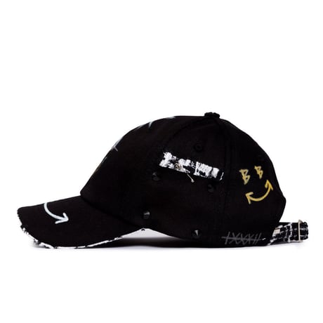 『BLACKBLOND』 ハーフツイードモンスターグラフィティーキャップ (Black)