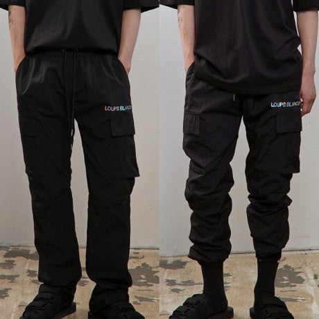 『LOUPS BLANCS』  ホログラムロゴカーゴパンツ  (Black)