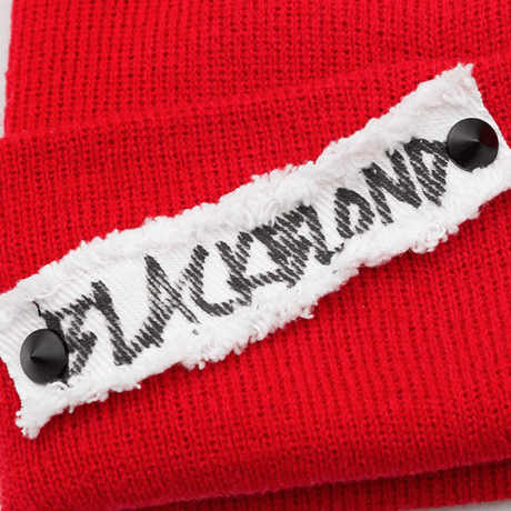 『BLACKBLOND』    サイドパッチショートニットキャップ (Red)