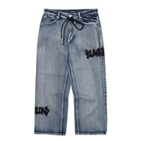 『BLACKBLOND』  Graffiti Metal Logo Denim Pants (Smoke Blue)