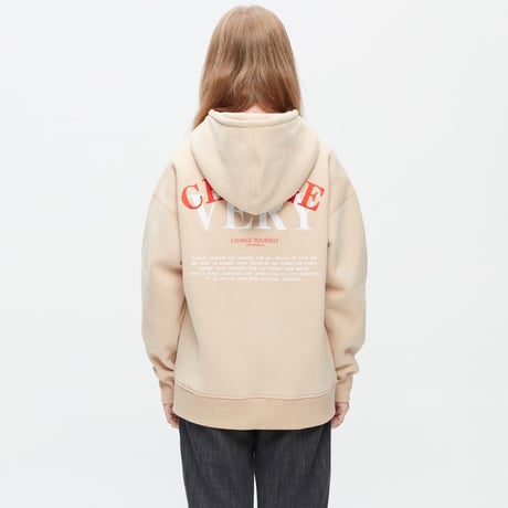 『Verynineflux』   オーバーラップフードパーカー (Beige)