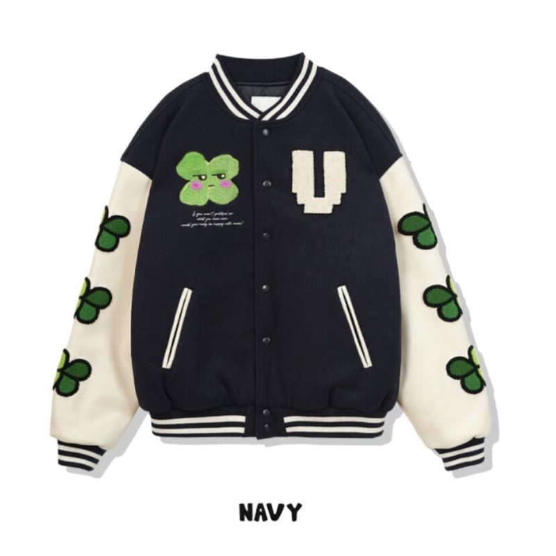 VETEZE x ATARA』 クローバーバーシティジャケット (Navy) | 6LJ