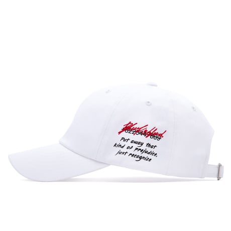 『BLACKBLOND』  　スローガンサイドロゴキャップ (White)