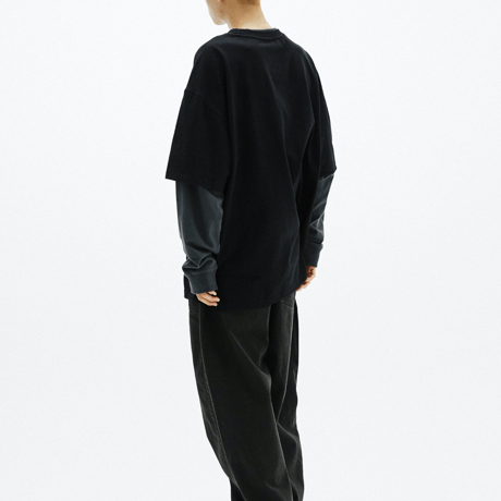『grooverhyme』 　レイヤードロングスリーブ Tシャツ (Black)
