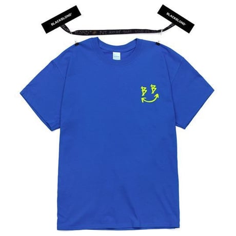 『BLACKBLOND』  スマイルロゴショートスリーブ Tシャツ(Blue)