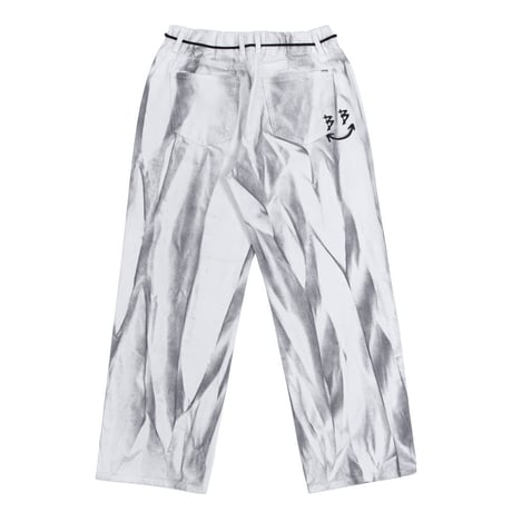 『BLACKBLOND』 　ダーティーウォッシングオーバーフィットデニムパンツ (White)
