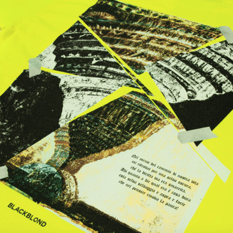 『BLACKBLOND』 　クラッシュドエラロングスリーブ Tシャツ (Neon)