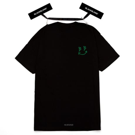 『BLACKBLOND』 　デビルスマイルロゴ半袖 Tシャツ(Black)