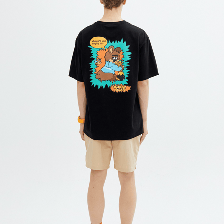 『grooverhyme』 　ハニーアンドピザ Tシャツ (Black)
