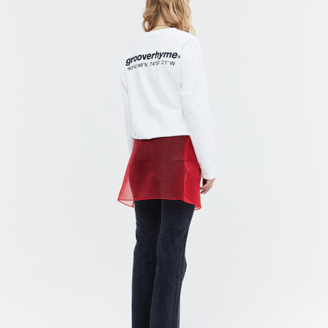 『grooverhyme』 　NYC ロケーションロングスリーブ Tシャツ (White)