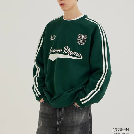 『GROOVE RHYME』 swoosh lettering sweatshirt (D/Green)
