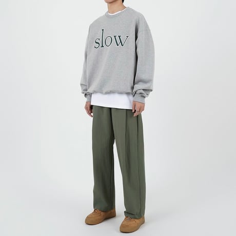 『SLOW RECORD HOUSE』　SLOW パッチスウェットシャツ (Grey)