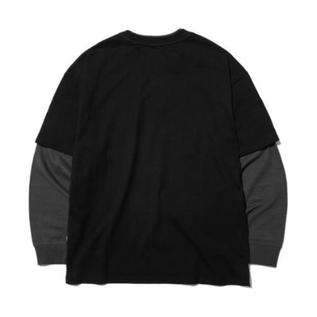 『grooverhyme』 　レイヤードロングスリーブ Tシャツ (Black)
