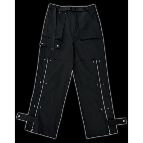『DRUG PRODUCT 』 　サイドジッパーナイロンベルトパンツ (Black)