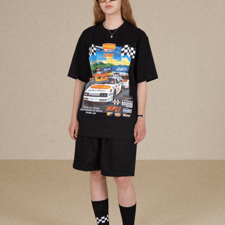 『VETEZE』 　クラシックレーシングハーフ Tシャツ  (Black)