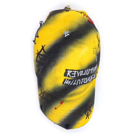 『BLACKBLOND』   スローガンロゴロリーポップグラフィティーキャップ (Black&Yellow)