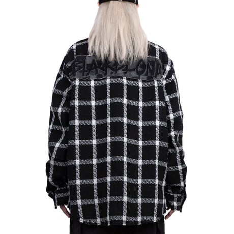 『BLACKBLOND』　ヒストリーデニムパッチワークプラッドツイード (Black)