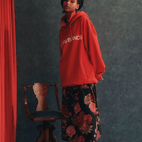 『LOUPS BLANCS』Logo Half Zip-up Turtle Neck HOOD (Red)