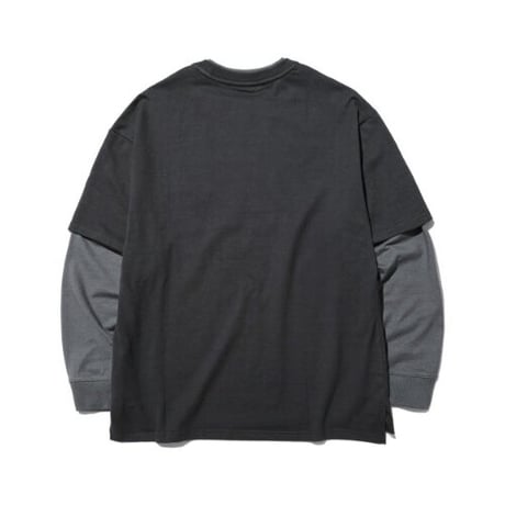 『grooverhyme』 　レイヤードロングスリーブ Tシャツ (Charcoal)