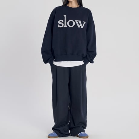 『SLOW RECORD HOUSE』　SLOW パッチスウェットシャツ (Navy)