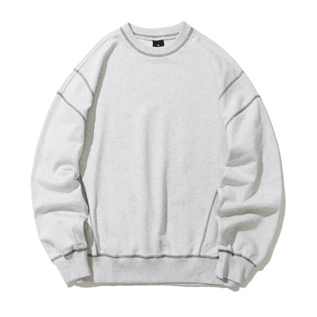『GROOVE RHYME』 カバーステッチスウェットシャツ (Oatmeal Grey)
