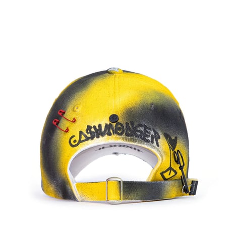 『BLACKBLOND』   スローガンロゴロリーポップグラフィティーキャップ (Black&Yellow)