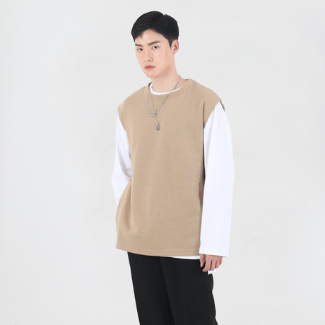 【再入荷10日予定】『 BY:L 』 　ラウンドオープンベスト  (Beige)