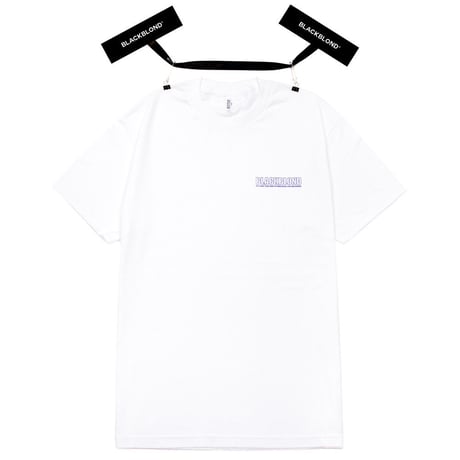 『BLACKBLOND』 オリジナルボーダーロゴショートスリーブTシャツ (White)
