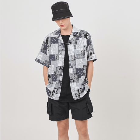 『 BY:L 』    ペイズリーリネンシャツ (Black)
